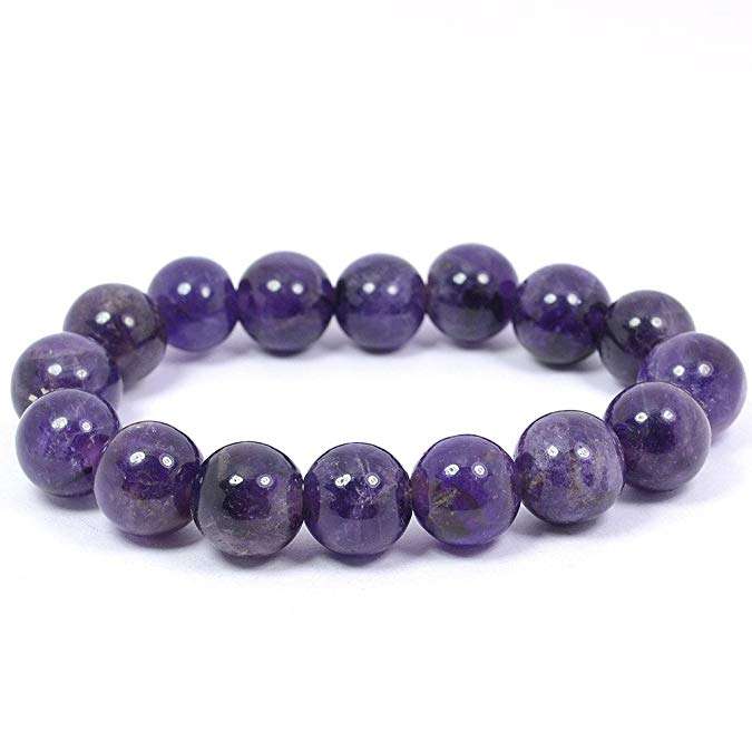 Amethyst Bracelet Natural Healing Gem Stone Bracelet for Men & Women ,  Color Purple, Bead Size 8